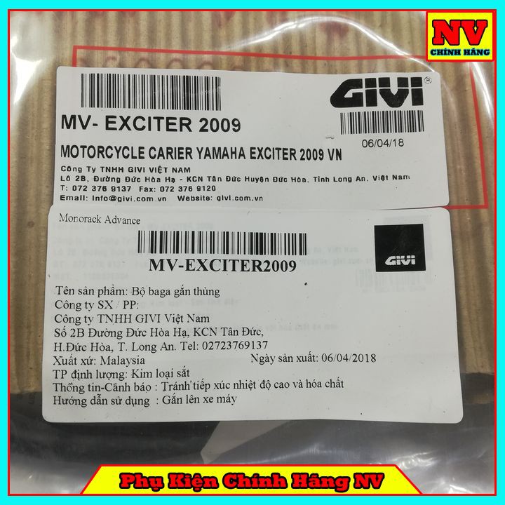 Baga sau Givi EXCITER 2009 hãng chịu lực cao gắn được thùng sau Givi