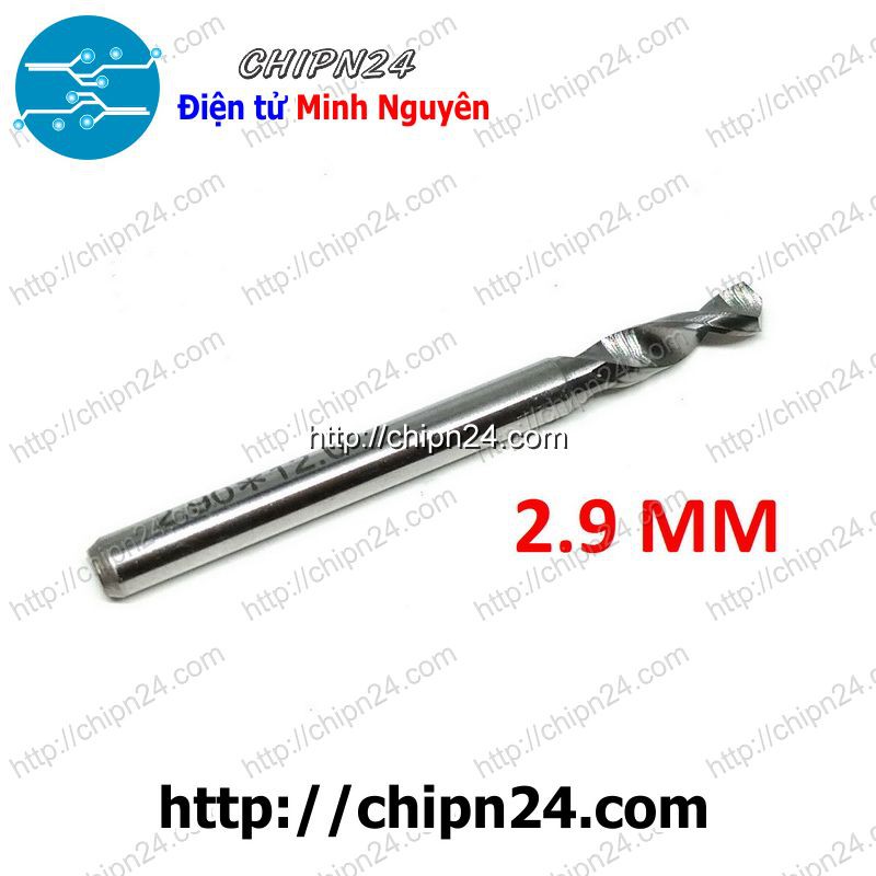 [1 CÂY] Mũi khoan mạch in CNC HỢP KIM 2.9mm (Mạch điện tử, PCB)