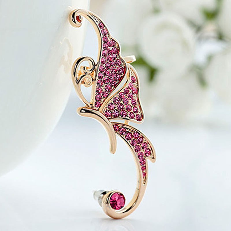 Hoa tai đính đá kiểu đôi cánh