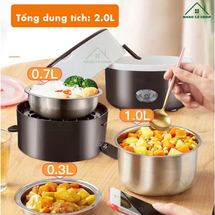 Hộp Cơm Cắm Điện - 3 Tầng Có Chức Năng Giữ Nhiệt, Hâm Nóng và Nấu Chín Đồ Ăn - Dành Cho Dân Văn Phòng, Du Lịch