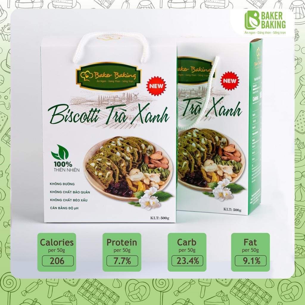 Bánh Biscotti Baker Baking Mix Vị - Healthy Làm Từ Các Loại Hạt Ngũ Cốc, Giảm Cân, Ăn Kiêng, Giảm Mỡ, Ăn Vặt, Eat Clean