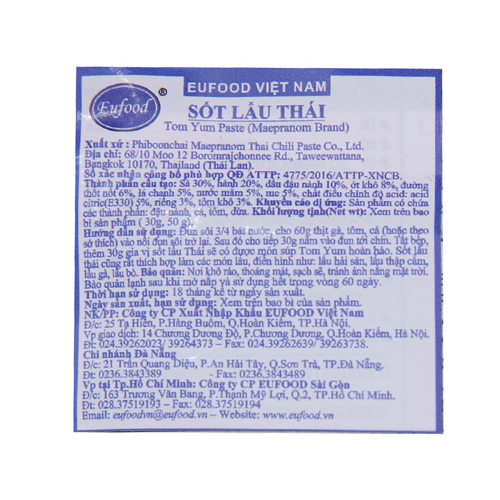 Sốt lẩu Thái Tom Yum MaePranom gói 50g