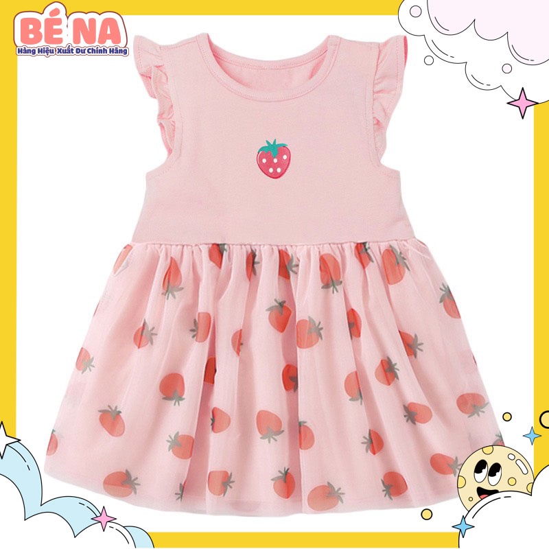 [ Hàng chính hãng ] Váy LITTLEMAVEN hồng dâu cực đẹp cho bé gái