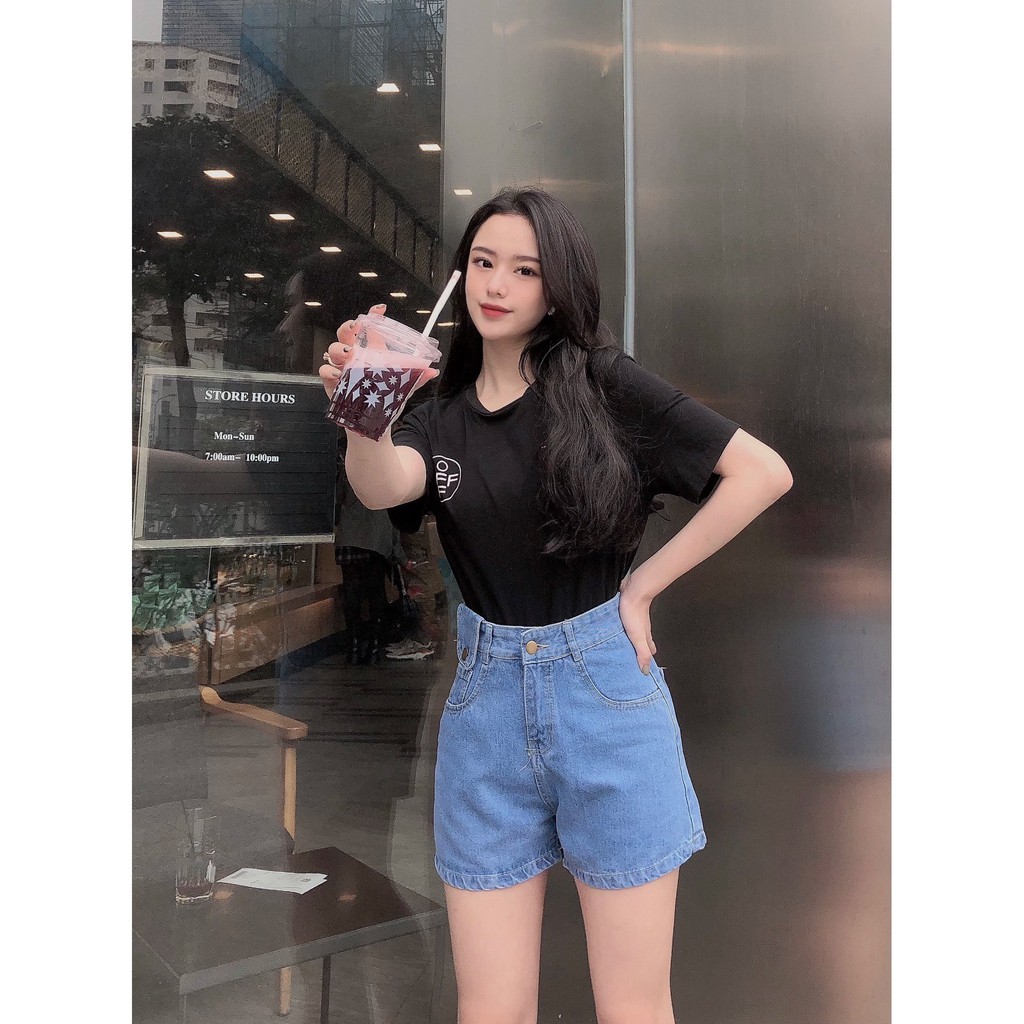 Quần đùi jean nữ thể thao, quần short bò lửng nữ cao cấp phong cách ulzzang thời trang Dyn's House-Q104 | BigBuy360 - bigbuy360.vn