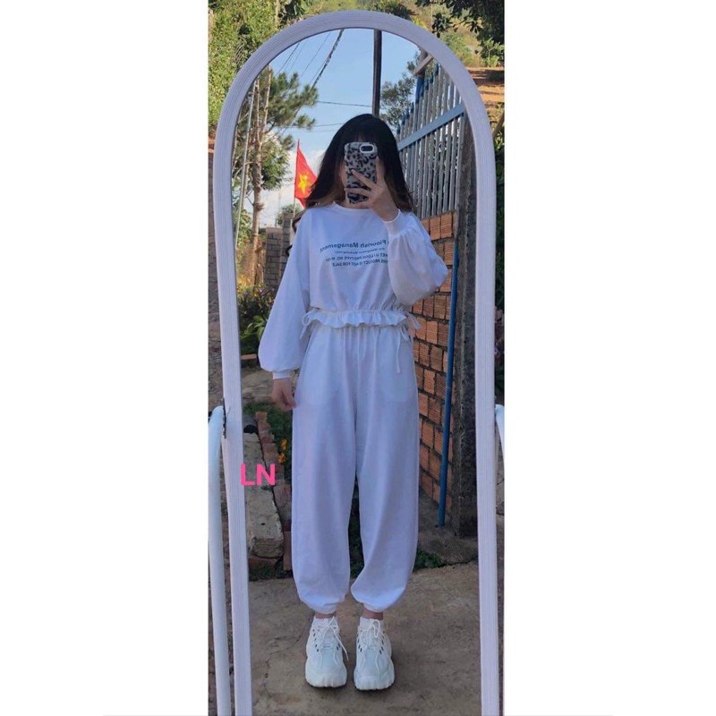 Sét áo croptop rút eo rost+quần bom LN12