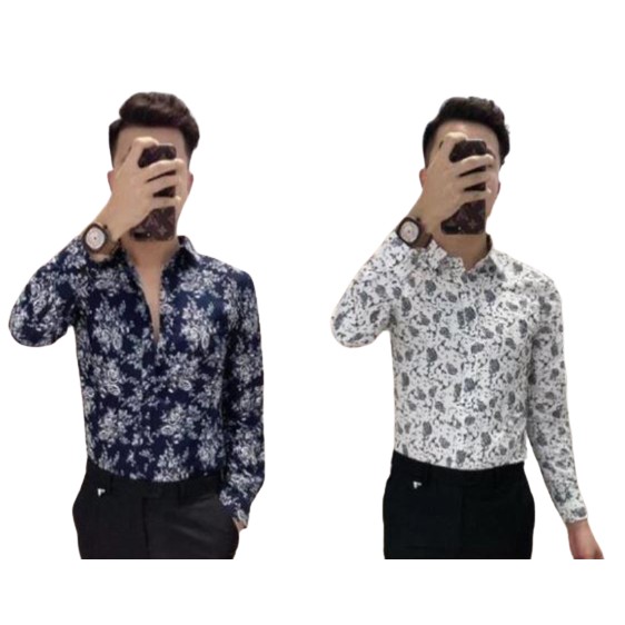 Sơ Mi Nam, Họa Tiết Trym Cò, Phối Màu Cực Đẹp, Dáng Body Hàn Xẻng Cực Đẹp