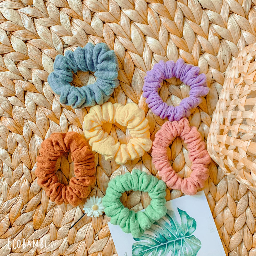 SCRUNCHIES SẮC MÀU COTTON BUBBLE - BẢN NHỎ - ECOBAMBI