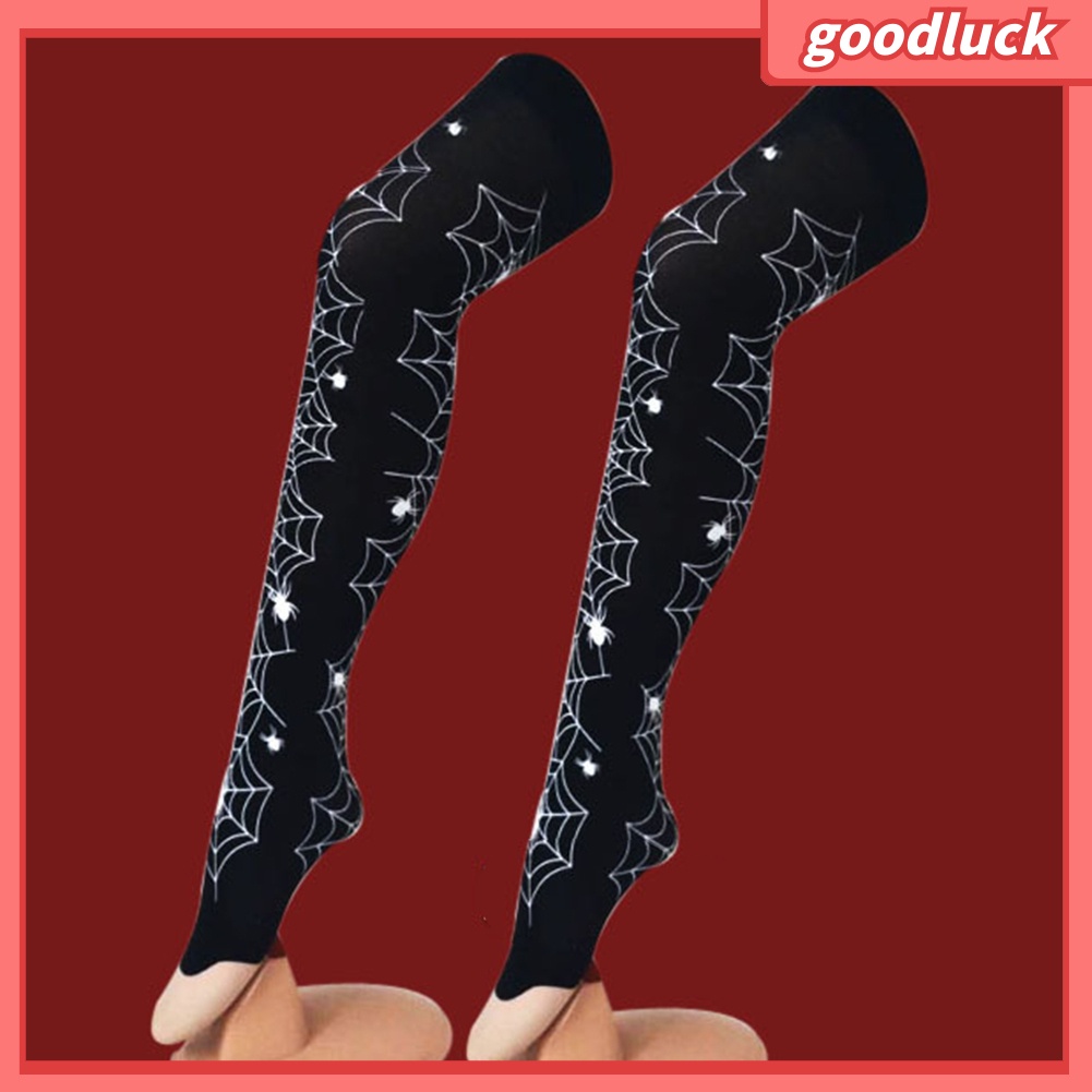 Tất cổ cao họa tiết xương/máu/mạng nhện/dơi thời trang halloween dành cho nữ