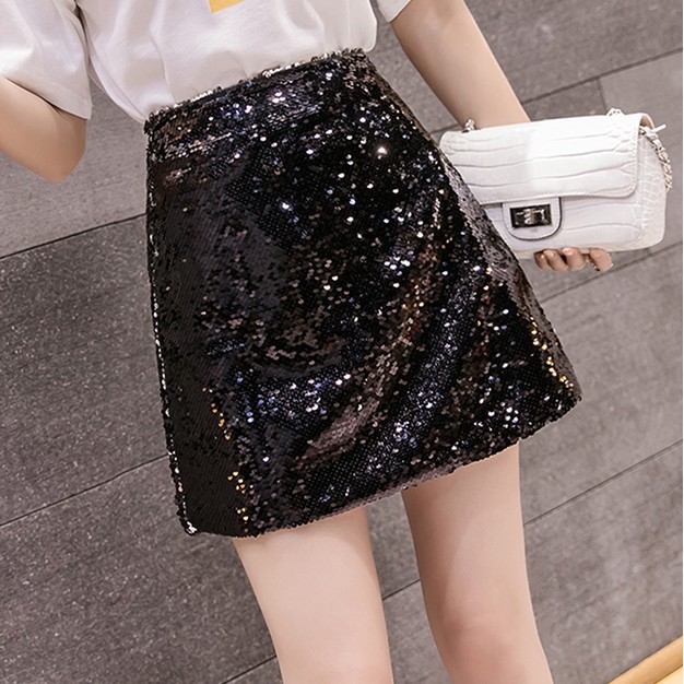 2020 Chân váy chữ A đính sequin lấp lánh phong cách trẻ trung dành cho nữ