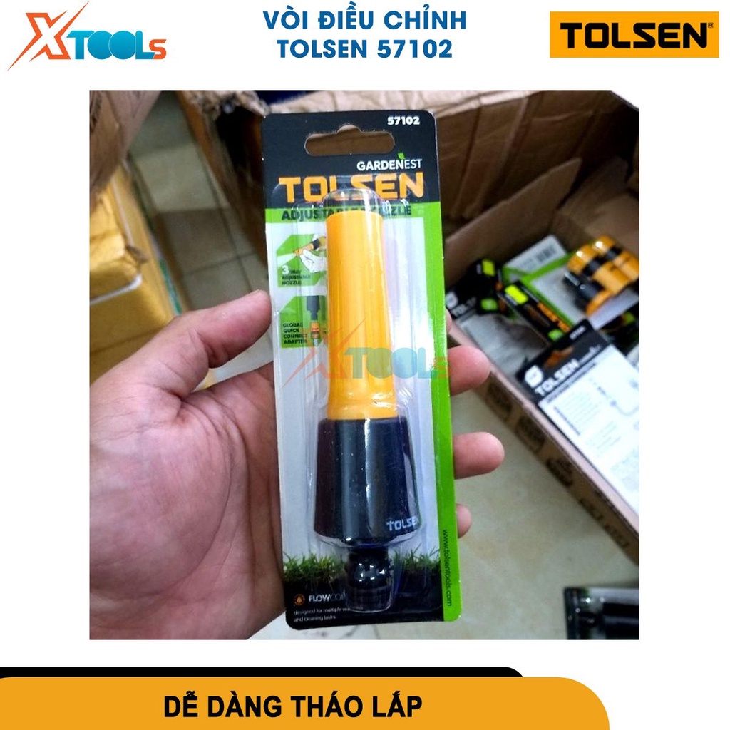 Đầu phun tưới nước TOLSEN 57102 Đầu phun nước khớp nối 16mm bộ chuyển đổi kết nối nhanh chất liệu ABS[CHÍNH HÃNG][XTOOLS