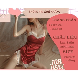 Váy ngủ lụa 2 dây pha ren sexy