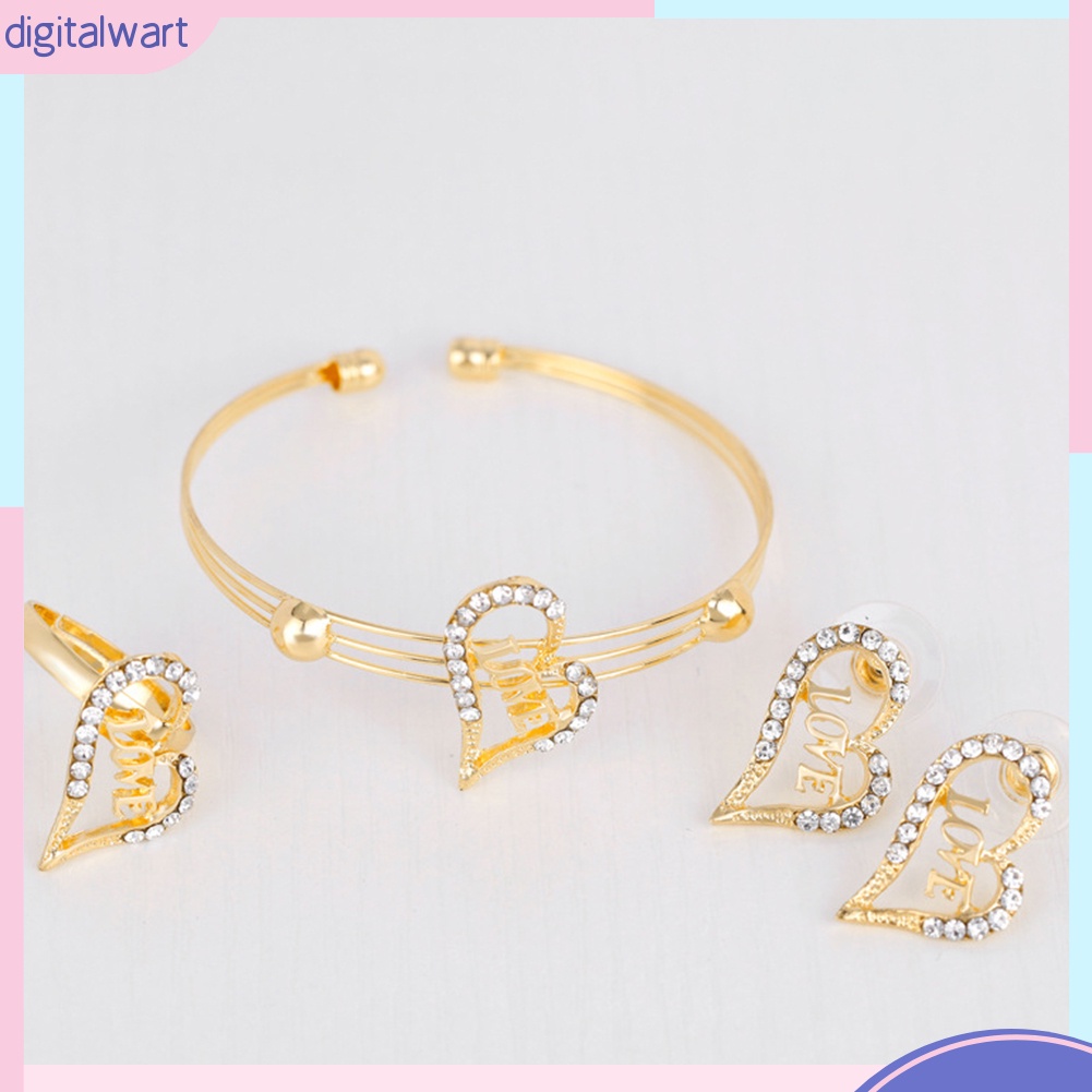 Bộ trang sức hợp kim hình trái tim đính đá thời trang sang trọng dành cho nữ