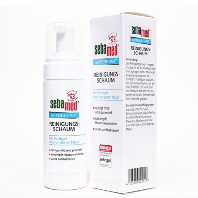 Đức-SALE chai lớn 150ml Bọt Rửa Mặt Kháng Khuẩn Dành Cho Da Mụn Dầu Sebamed Antibacterial Cleansing Foam sữa clear face | BigBuy360 - bigbuy360.vn