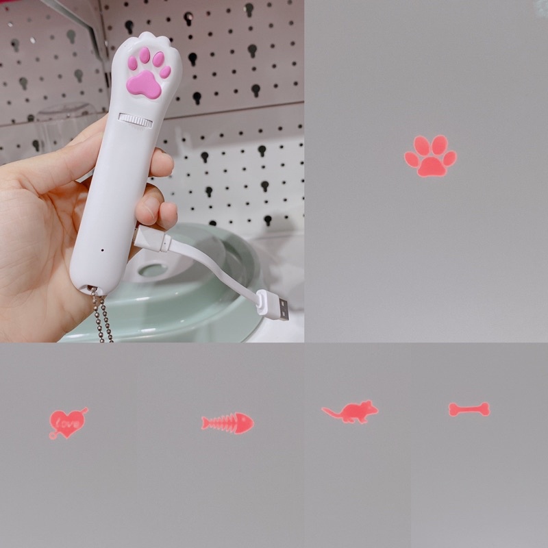 đèn laze trêu mèo bàn chân mèo cute SẠC pin siêu bền