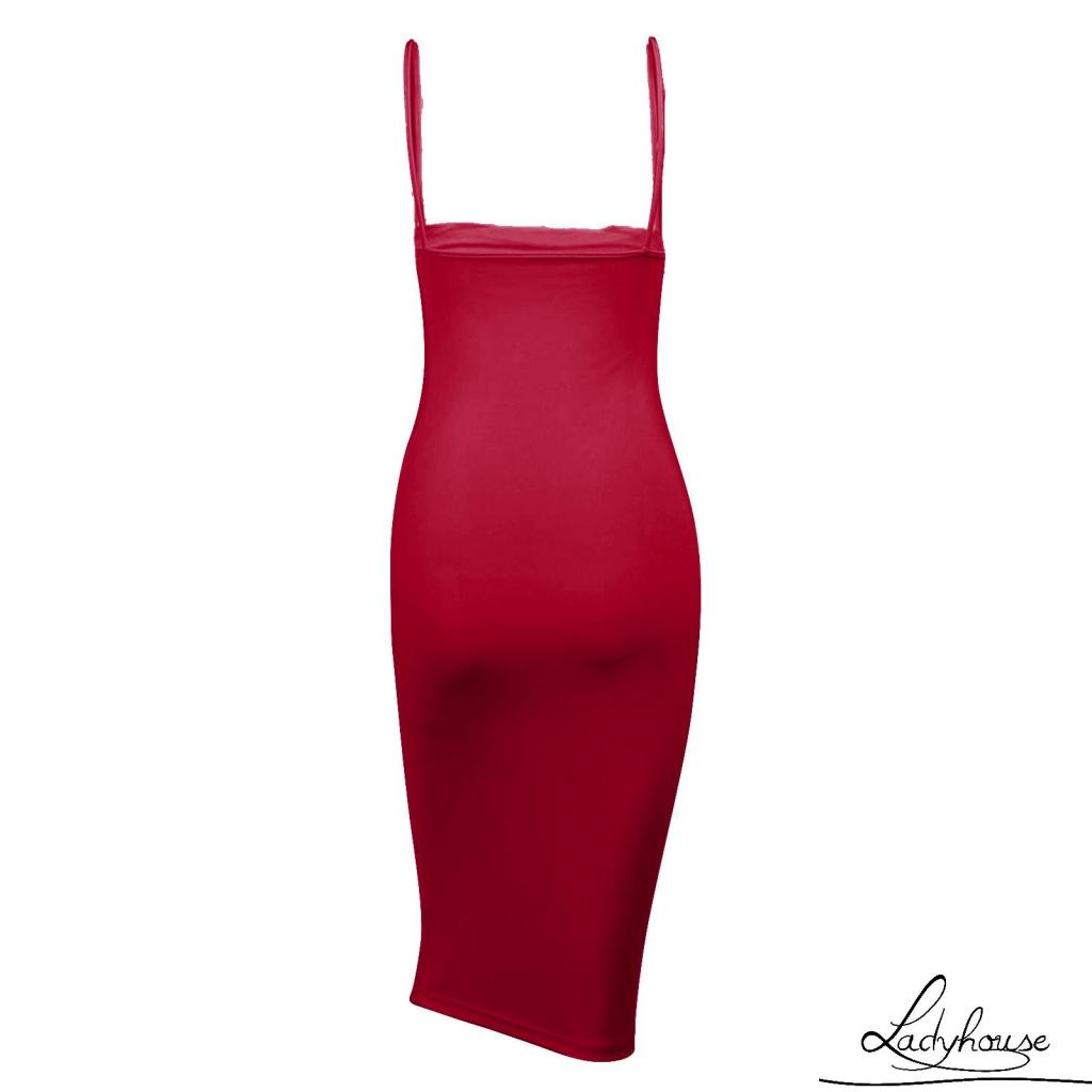 LD-Women Slim Slip Dress, Adults Sexy Sleeveless Solid Color Spaghetti Strap One-piece