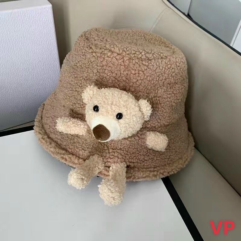 MŨ BUCKET LÔNG CỪU KÈM THÚ BÔNG  MẪU MỚI PHONG CÁCH HÀN QUỐC.VP