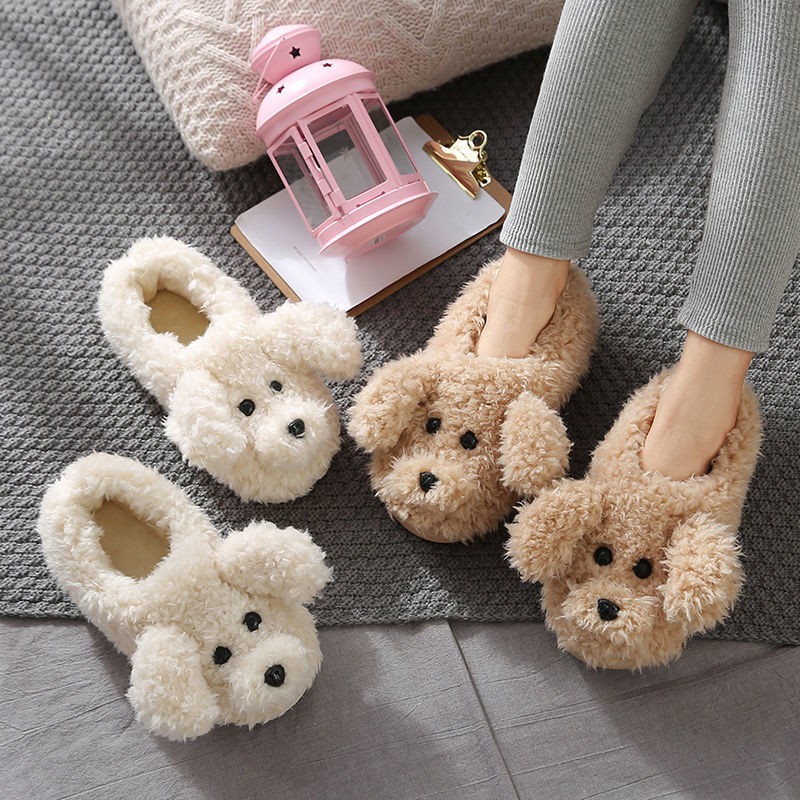 ⭐Ready Stock⭐☫✹❣Dép bông Teddy Dog Cặp đôi Mùa đông Trong nhà không trơn trượt Ngôi dễ thương ký túc xá nữ sinh mới phiên bản Hàn Quốc