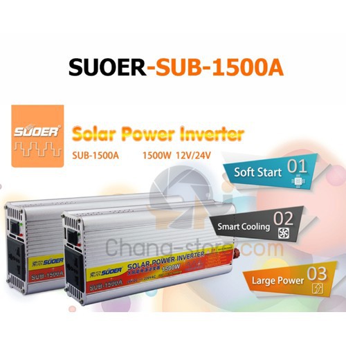 [Mã 44ELSALE2 giảm 7% đơn 300K] Bộ đổi điện 1500w 12v sang 220v chống ngược cực - SUB-1500AF