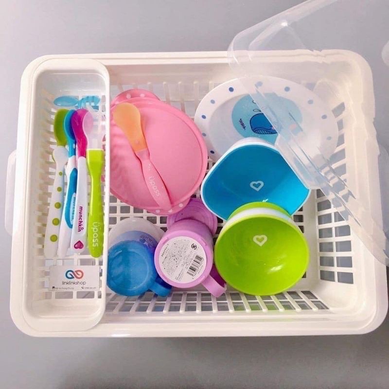 Khay úp chén bát có nắp đậy hàng nội địa trung tiện lợi ,sạch sẽ ,an toàn cho bé