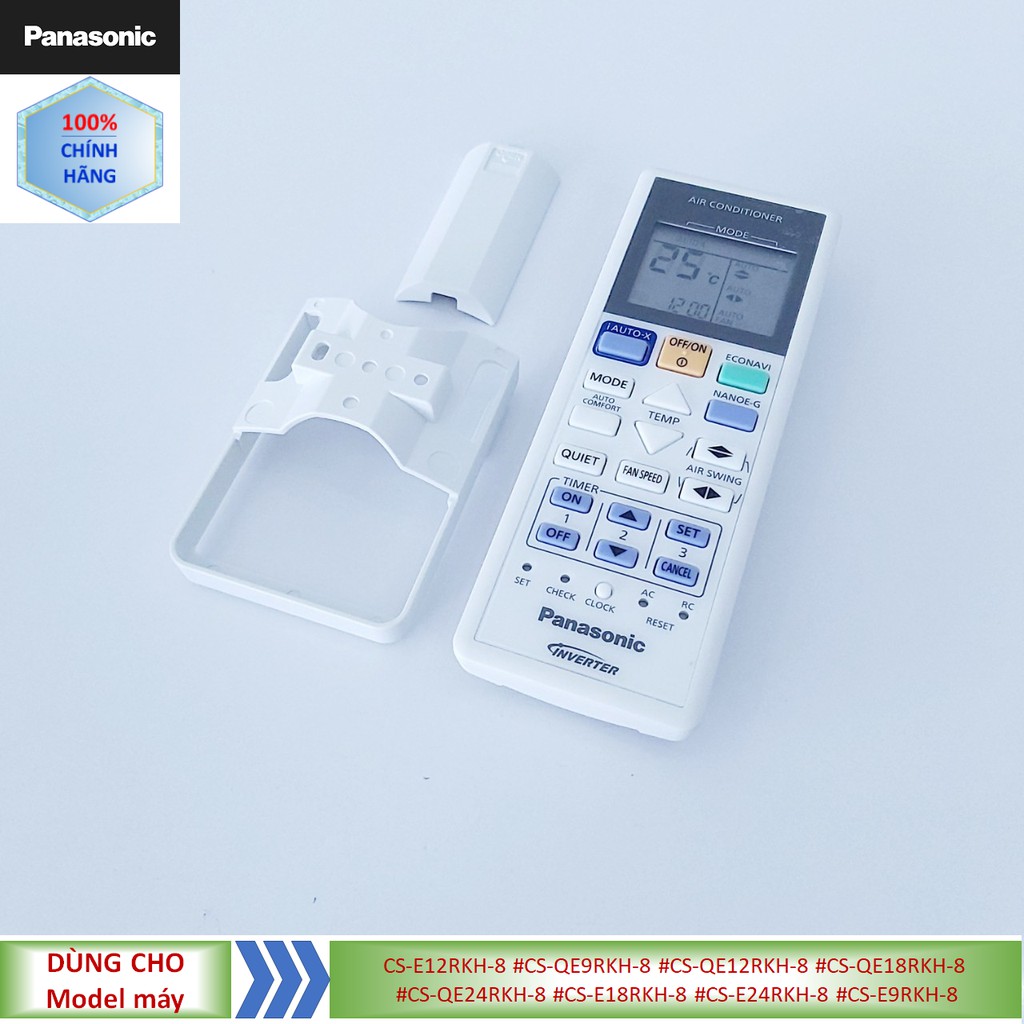 Phụ kiện [Remote chính hãng] Điều khiển điều hòa Panasonic model CS-E12RKH-8 #CS-QE9RKH-8 #CS-QE12RKH-8 #CS-QE18RKH-8