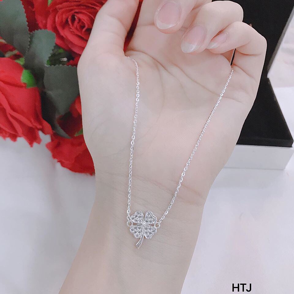 Dây chuyền mặt cỏ 4 lá liền LINH'S MIU SILVER Dây chuyền nữ bạc ta