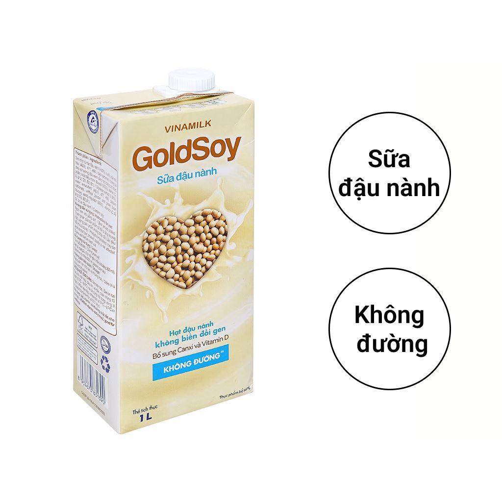 Hộp 1 lít Sữa đậu nành Vinamilk Goldsoy có đường / không đường