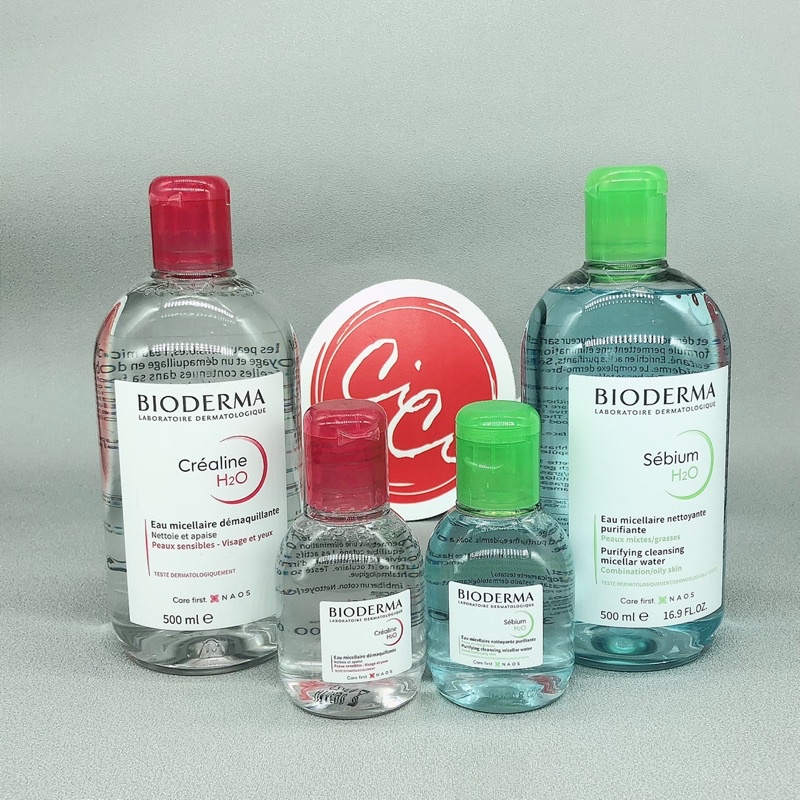 Nước Tẩy Trang Bioderma Crealine và Sensibio Pháp màu xanh, hồng 100ml, 500ml