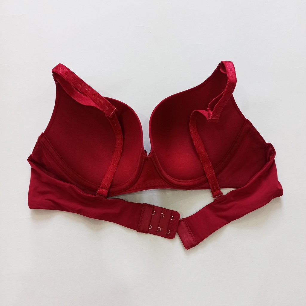 Áo ngực trơn mút mỏng cúp chéo màu đỏ đô 3 size 34,36,38 New 100%