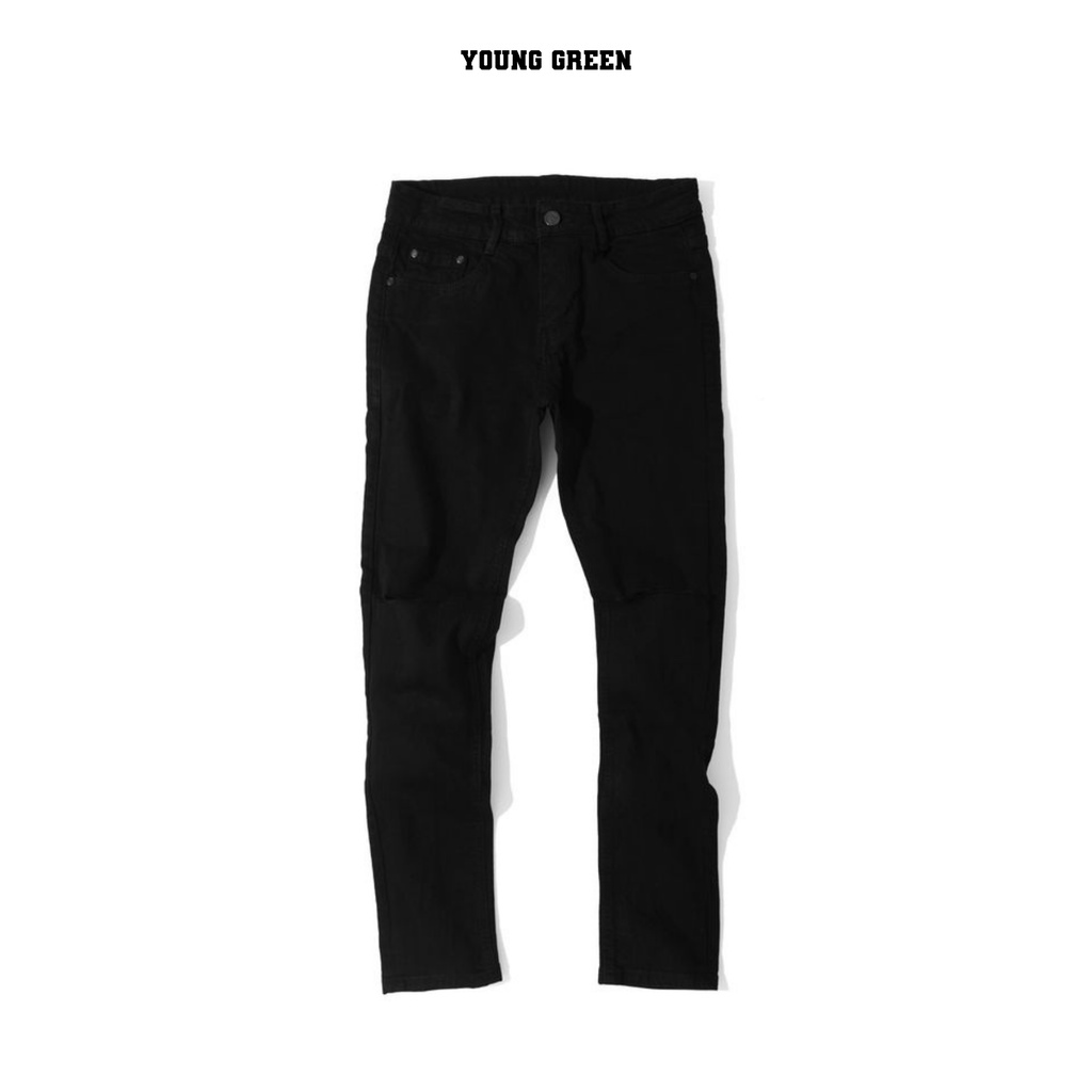 Quần Jeans Nam Rách Gối - YOUNG GREEN - Đen