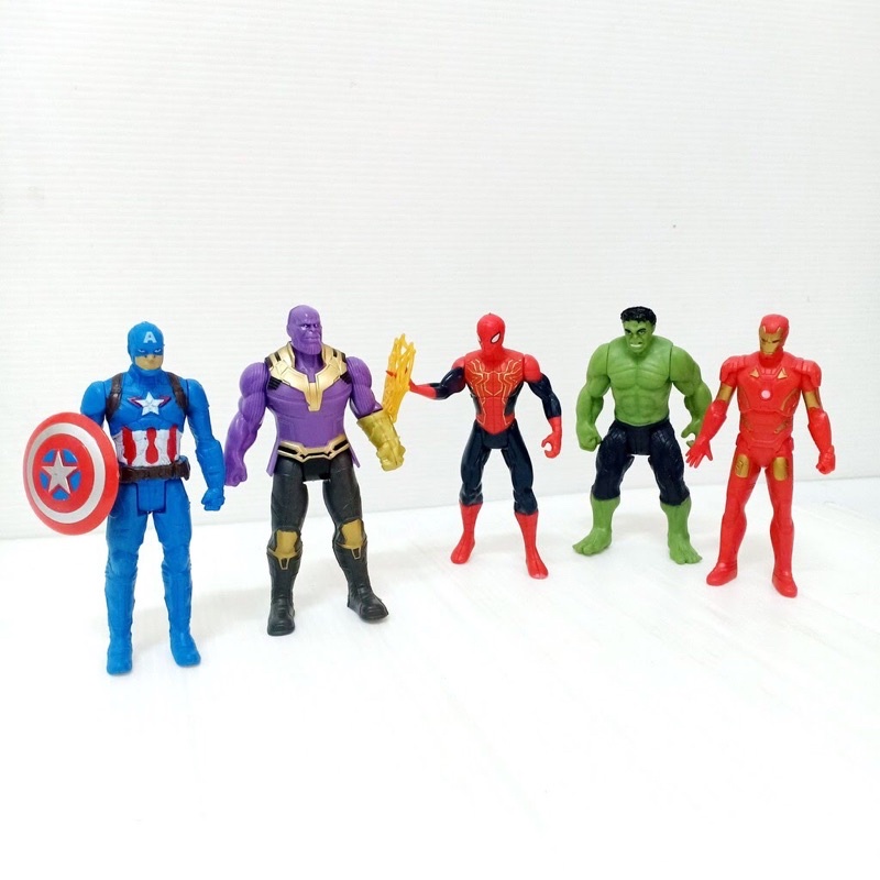 Set 5 Mô Hình Siêu Anh Hùng Avengers 12cm 15cm 17cm [2105 - 2155 - 2165] HULK THANOS SPIDER MAN CAPTAIN AMERICA IRON MAN
