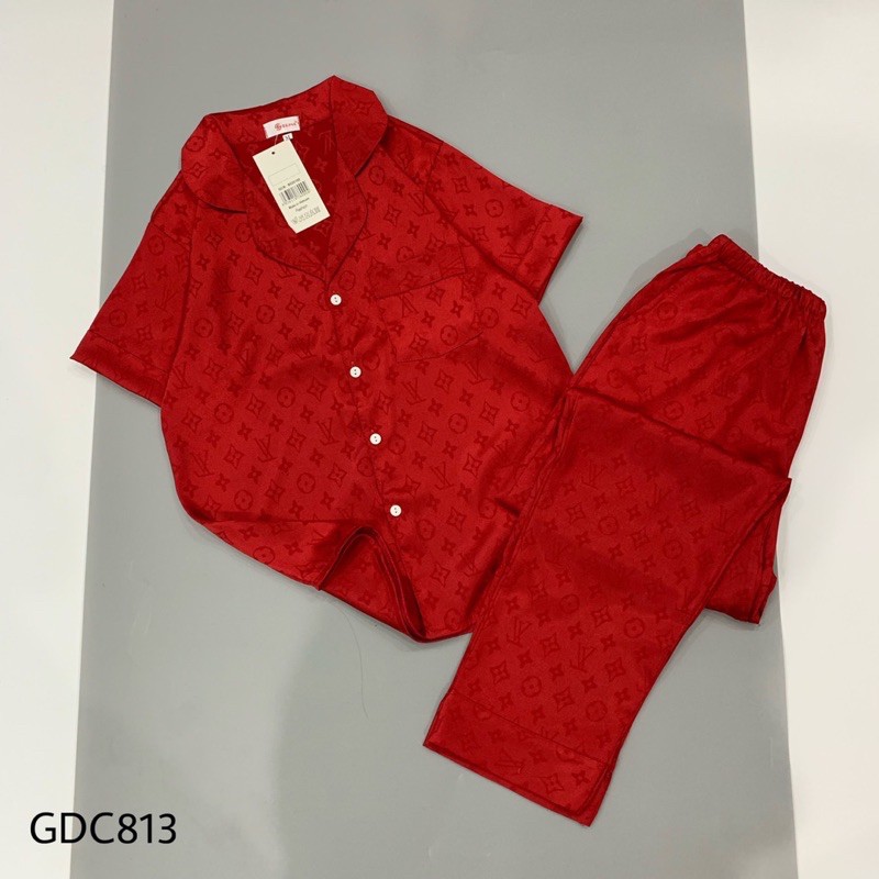 Đồ bộ lụa gấm mặc nhà ⚡️Bao xịn xò ⚡️họa tiết  LV, Dior - Bộ tay cộc quần dài