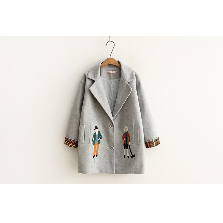 Áo khoác dạ Ulzzang thêu họa tiết( có ảnh thật) - A123 | BigBuy360 - bigbuy360.vn