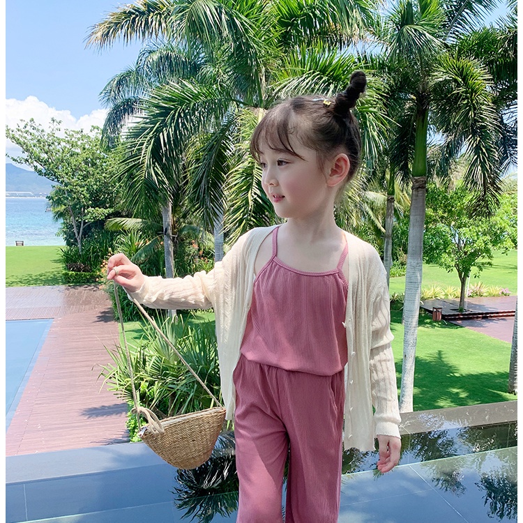 Áo Khoác Cardigan Chống Nắng Bằng Lụa Lạnh Mỏng Điều Hòa Không Khí Phong Cách Phương Tây Cho Bé Gái