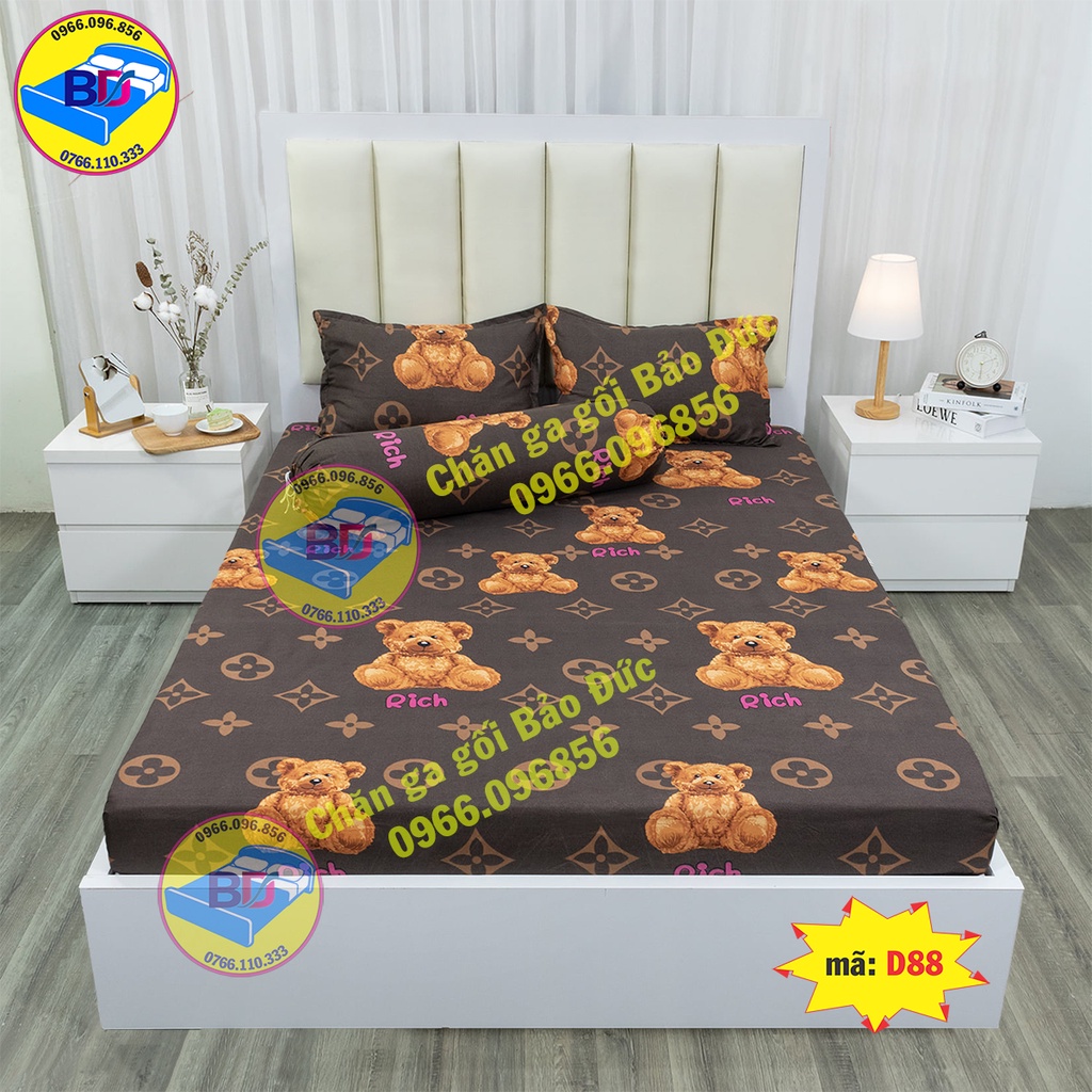 Bộ ga giường cotton poly bo chun chắc chắn( gồm 4 món)
