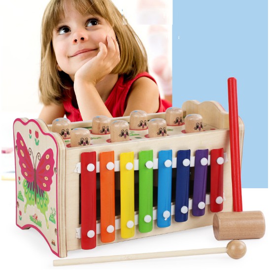 Anan_Kids - Đồ chơi đập chuột 8 con kèm đàn 8 thanh Xylophone mẫu bướm cho bé