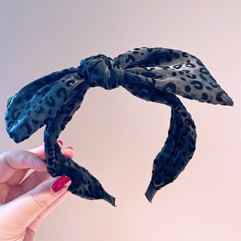 Băng Đô Cài Tóc Bản Lớn In Họa Tiết Da Báo Cổ Điển