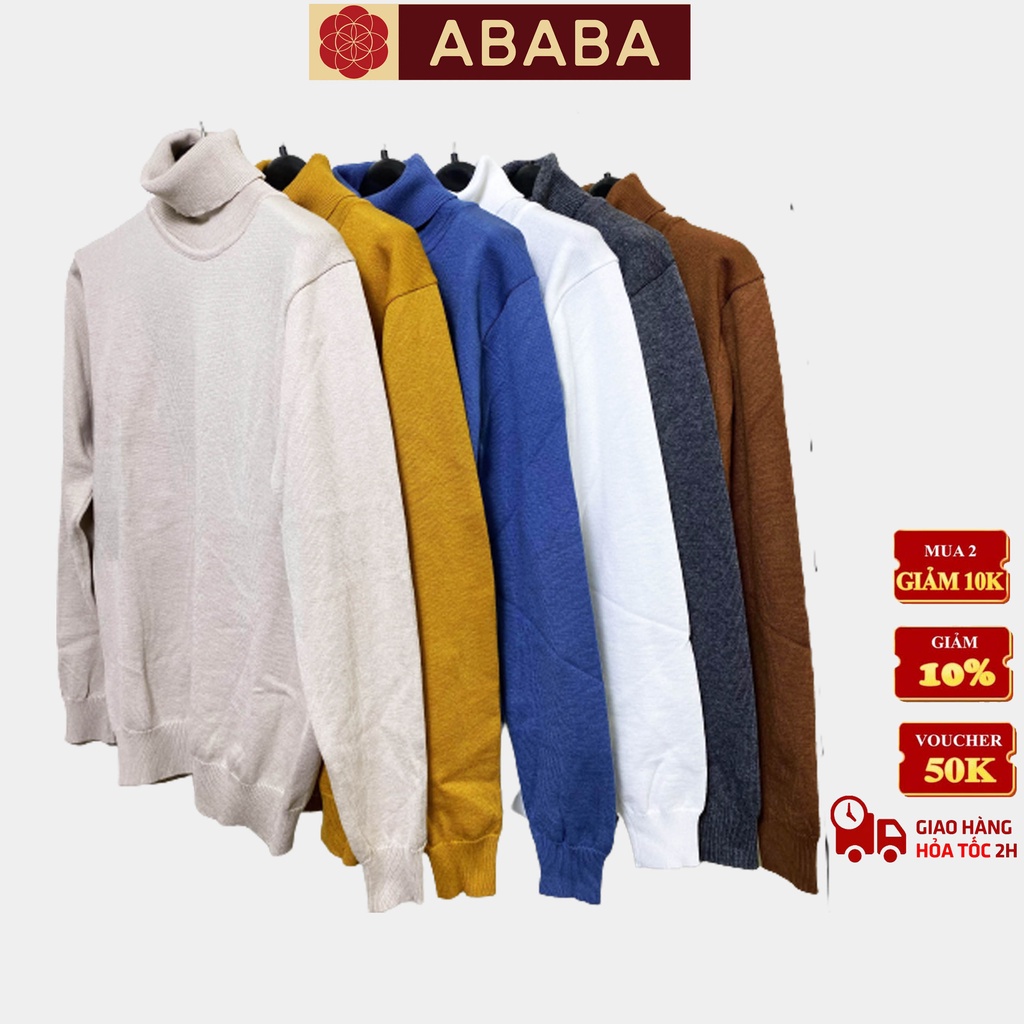 Áo len len nam cổ lọ ABABA, form dáng hàn quốc mềm mịn - ABA21