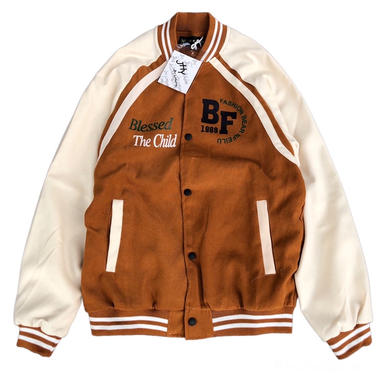 Áo bomber nữ hai lớp phom rộng chất liệu nhung tăm BF