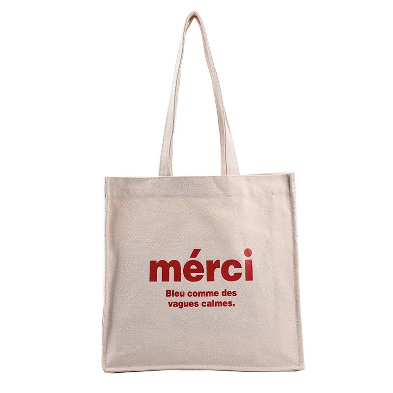 Túi tote vải canvas nữ đựng vừa laptop cỡ lớn đeo vai phong cách Nhật Bản