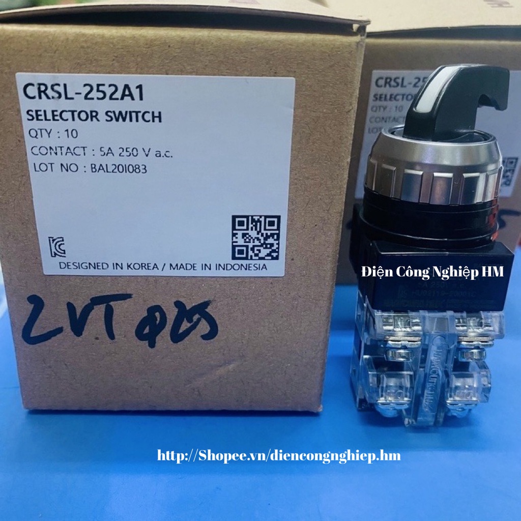 Công tắc xoay chuyển mạch 2 vị trí Phi 25 HanYoung CRSL-252A1 Hàng Chính Hãng