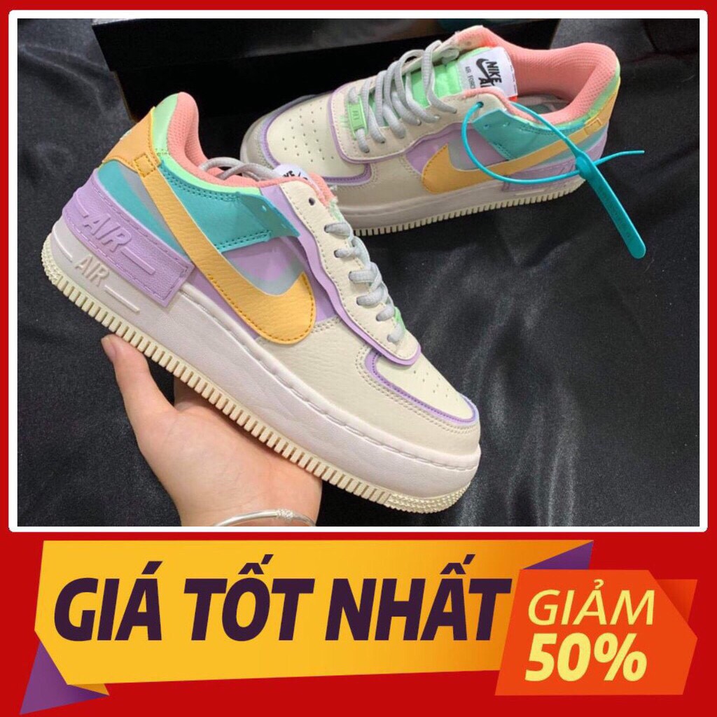 Giày af1 shadow 7 màu, air force 1 xanh tím full box