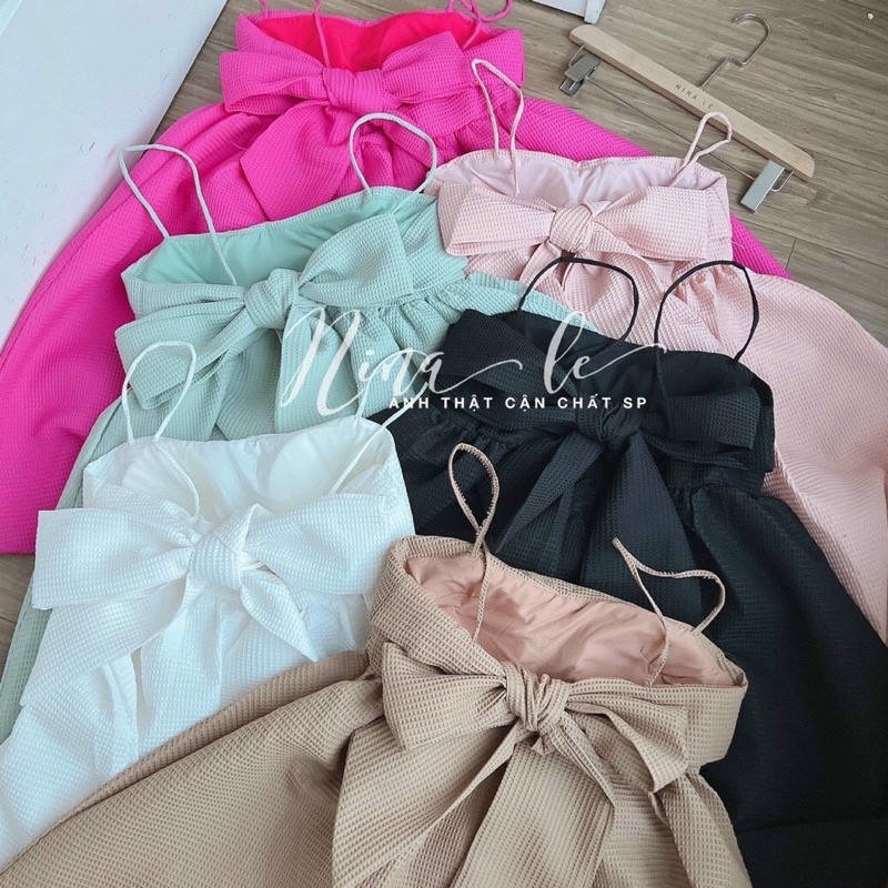 ĐẦM BBD 2 DÂY NƠ LƯNG NHIỀU MÀU - HÌNH THẬT