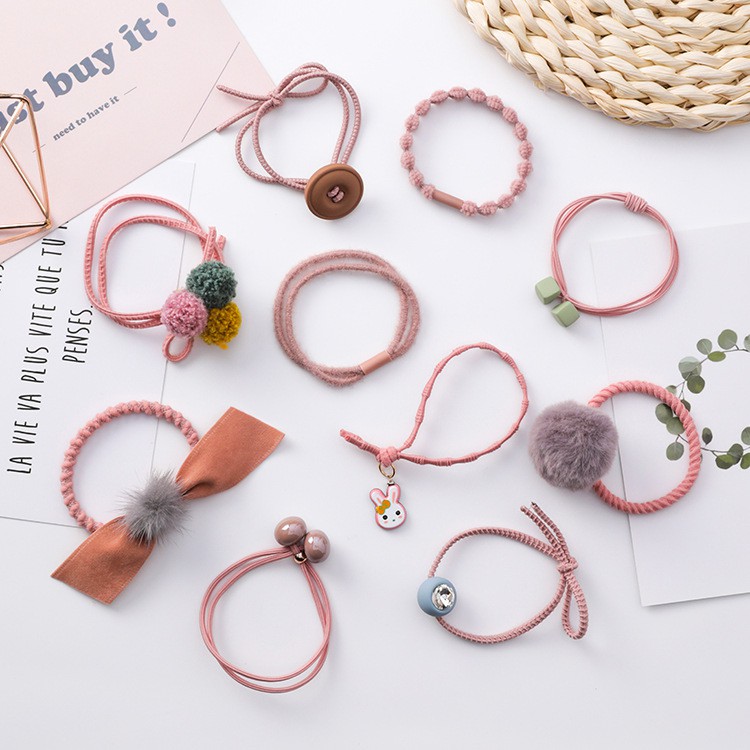 Set hũ cột tóc phong cách Hàn 10 kiểu cực cute chun cực êm giá rẻ - CT10