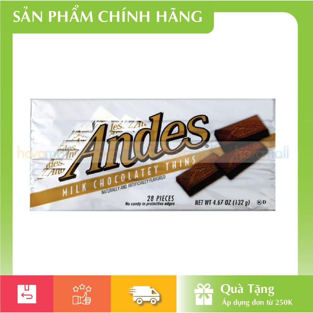 [HÀNG CHÍNH HÃNG] Kẹo Socola Andes Sữa 132gr