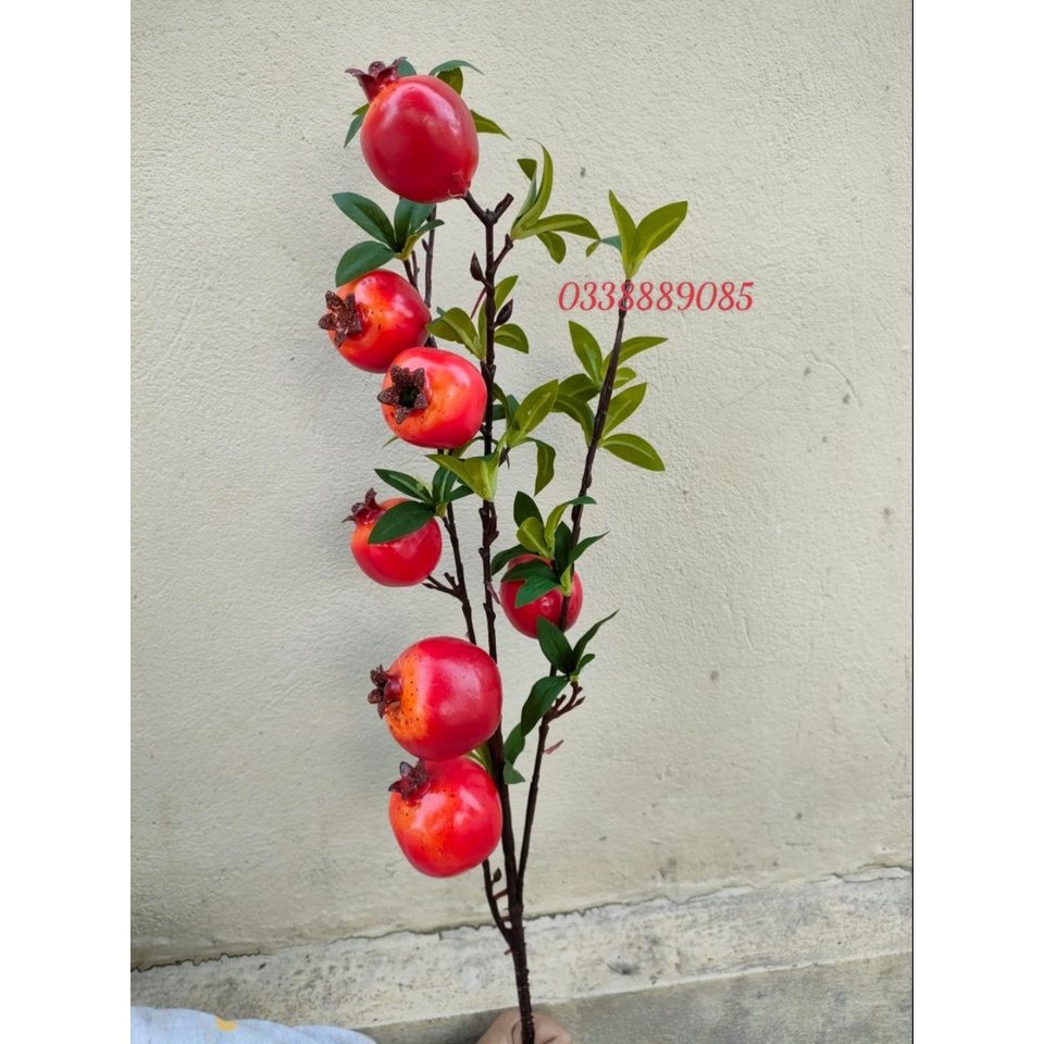 Cành lựu trang trí 7 quả lớn và cành dài 80cm  i