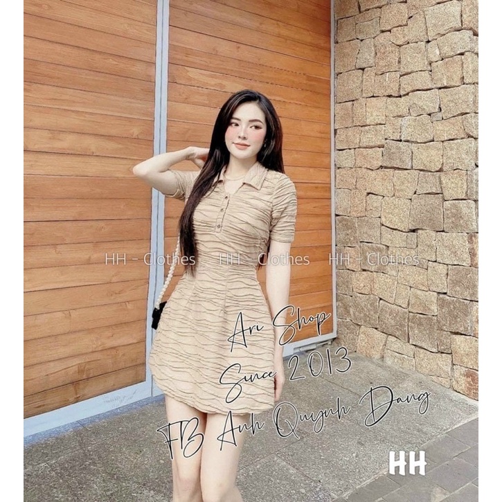 ĐẦM BODY CỔ POLO TAY NGẮN XOÈ NHẸ HAI MÀU