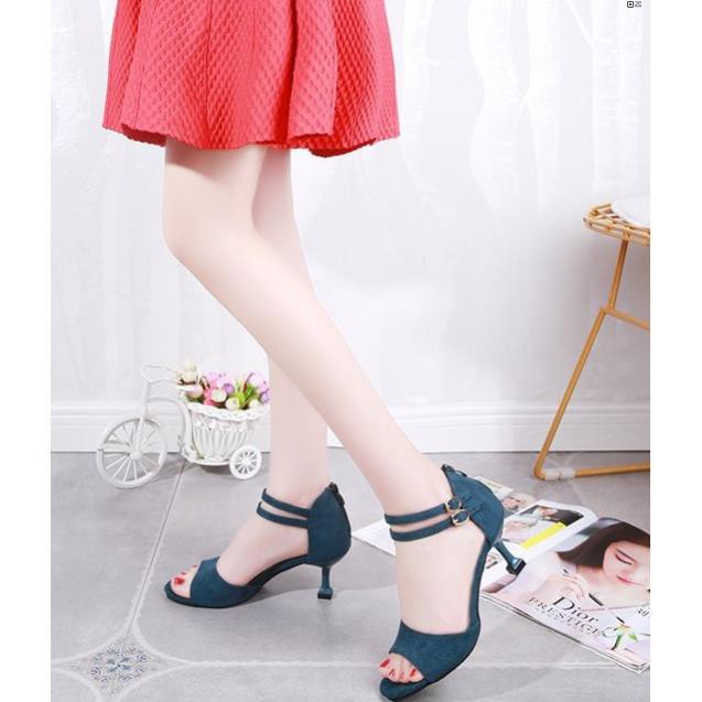 |  Sales T8 | HOT SALE 🌺Giày Cao Gót Hở Mũi A142 /Giày Cao Gót Da Lộn / Giày Cao Gót Dây Cài Đôi Đẹp Xịn . 2020 new nn