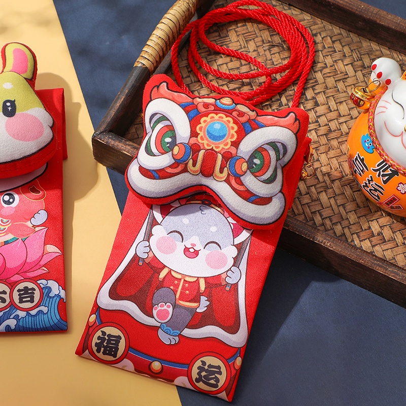 Bao Lì Xì Đỏ May Mắn Hình Thỏ / Gấu Trúc Hoạt Hình 3D Trung Hoa 2023 CNY