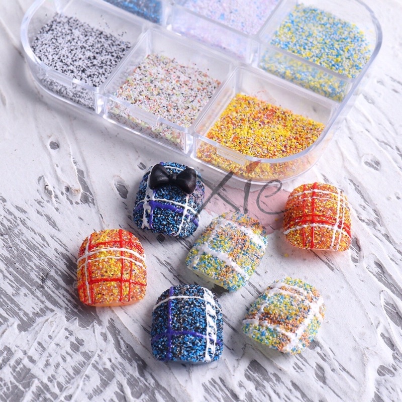 BỘT NHÚNG KIM TUYẾN 6 Ô TRANG TRÍ MÓNG - XIE dụng cụ nail&amp;mi ♥️