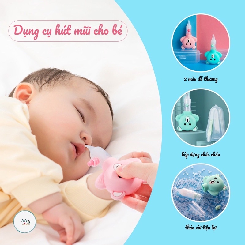 Dụng cụ hút mũi silicon hình gấu cho bé an toàn dễ sử dụng